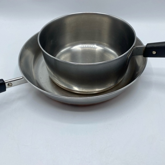 Vintage Revere Ware Copper Bottom 2 Qt Sauce Pot Pan And Frying Pan 10” - Picture 6 of 7